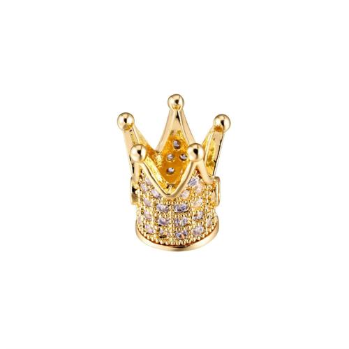 Abalorios de Micro Pavé de Zirconía Cúbica en Latón, metal, Corona, chapado, Bricolaje & con diamantes de imitación, más colores para la opción, 12.50x7.60mm, Vendido por UD
