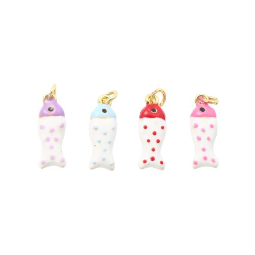 Messing Medaillon Anhänger, Fisch, goldfarben plattiert, DIY & Emaille, keine, 19.30x7.10x4.80mm, verkauft von PC