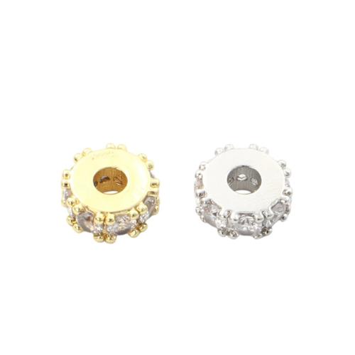 Brass Spacer Beads, plated, DIY & micro pave cubic zirconia, more colors for choice, 7.90x3.30mm, Hole:Approx 2.7mm, Sold By PC