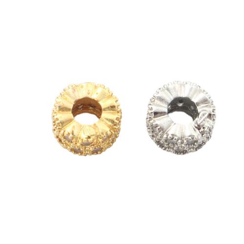 Entretoise de perles en laiton, Placage, DIY & pavé de micro zircon, plus de couleurs à choisir, 7.80x4.30mm, Trou:Environ 3.3mm, Vendu par PC