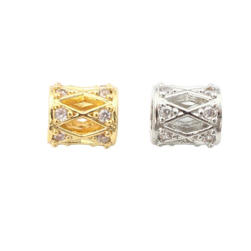 Entretoise de perles en laiton, Placage, DIY & pavé de micro zircon, plus de couleurs à choisir, 7.20x7.70mm, Trou:Environ 3.7mm, Vendu par PC