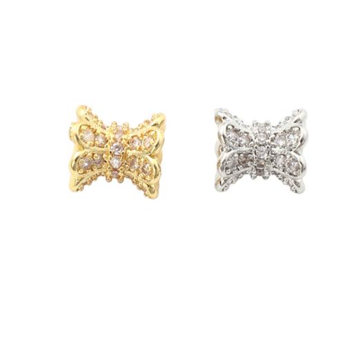 Entretoise de perles en laiton, Placage, DIY & pavé de micro zircon, plus de couleurs à choisir, 7x7.70mm, Trou:Environ 2.3mm, Vendu par PC