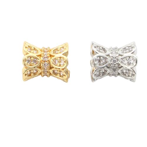 Entretoise de perles en laiton, Placage, DIY & pavé de micro zircon, plus de couleurs à choisir, 7.60x8.80mm, Trou:Environ 3mm, Vendu par PC