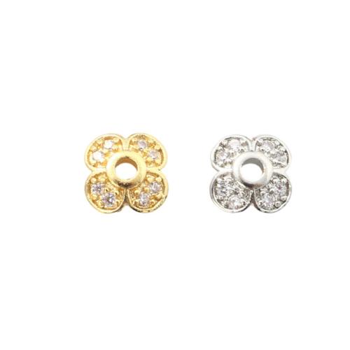 Capuchon pour perle en laiton, Placage, DIY & pavé de micro zircon, plus de couleurs à choisir, 7.10x7.10x2.60mm, Vendu par PC
