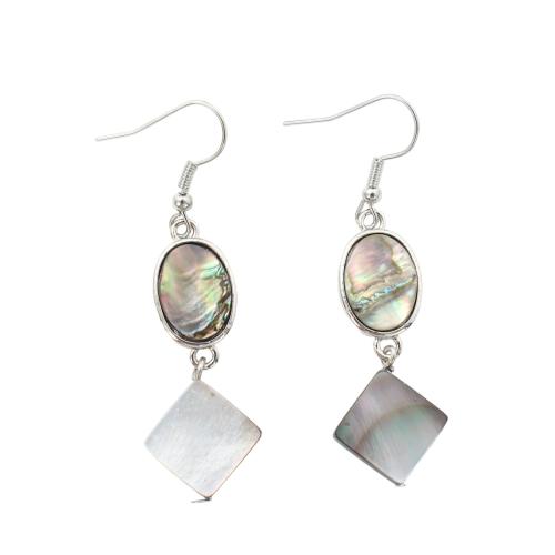 coquille d'ormeau Boucle d'oreille goutte, avec laiton, bijoux de mode & pour femme, 56x16x3.60mm, Vendu par paire