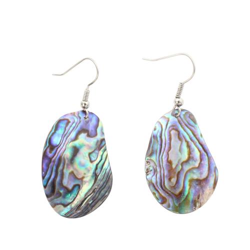 coquille d'ormeau Boucle d'oreille goutte, avec laiton, bijoux de mode & pour femme, 51x23x1.50mm, Vendu par paire