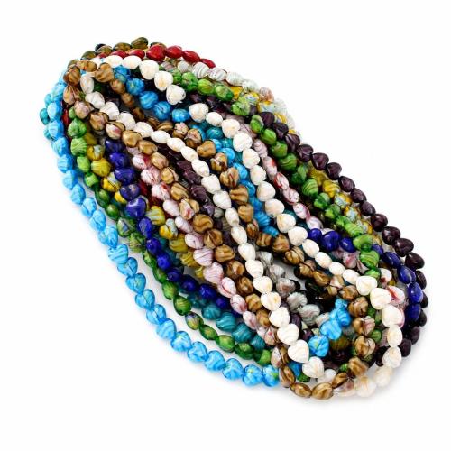 Glas Perle, Herz, DIY, keine, 12mm, verkauft per ca. 30 cm Strang