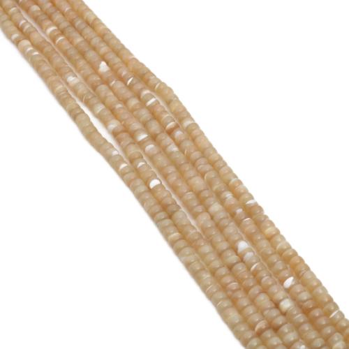 Perles naturelles de coquillages de mer , coquille de trompette, Rond, DIY, Jaune, 3.50x5.50mm, 105PC/brin, Vendu par brin
