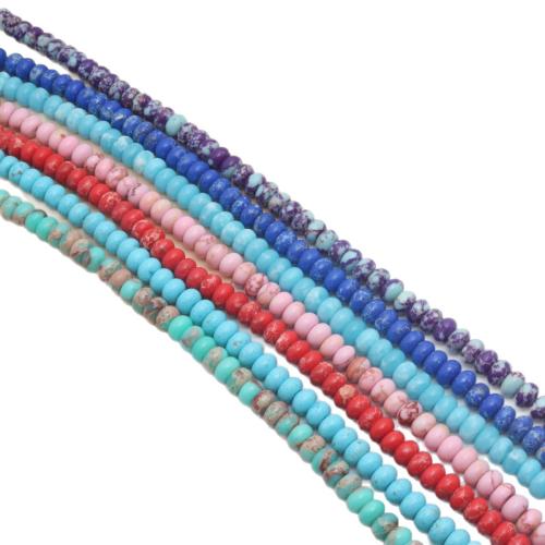 Turquesa sintético Abalorio, Redondo aplanado, pulido, Bricolaje, más colores para la opción, 5x8mm, 76PCs/Sarta, Vendido por Sarta
