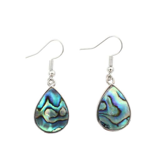 Abalone Shell Drop Earring, with Brass, Teardrop, fashion jewelry & for woman, 41x15x2.40mm, Sold By Pair