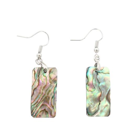 Abalone Shell Drop Earring, with Brass, Rectangle, fashion jewelry & for woman, 51x14x1.20mm, Sold By Pair