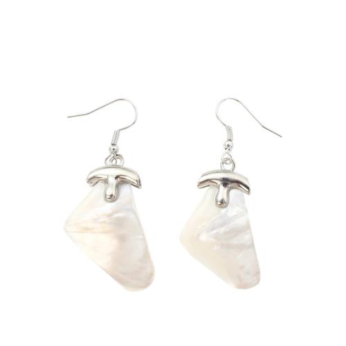 White Shell Drop Earring, with Brass, fashion jewelry & for woman, 56x21x5.10mm, Sold By Pair