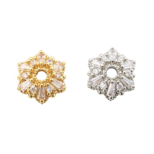 Brass Bead Cap, plated, DIY & micro pave cubic zirconia, more colors for choice, 10x10x3.70mm, Sold By PC