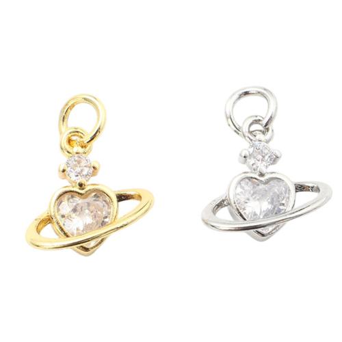 Cubique Pendentif en laiton zircon pavent, coeur, Placage, DIY & pavé de micro zircon, plus de couleurs à choisir, 11.50x12x4.50mm, Vendu par PC