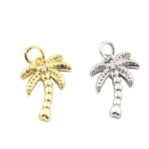 Cubique Pendentif en laiton zircon pavent, arbre, Placage, DIY & pavé de micro zircon, plus de couleurs à choisir, 15.80x11x3.40mm, Vendu par PC