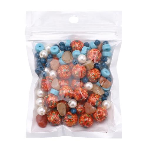 Mischschmucksachen, Glas, mit Natürlicher Kies & Kunststoff Perlen, plattiert, DIY, keine, 100x70x20mm, ca. 150PCs/Tasche, verkauft von Tasche