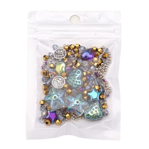 Mischschmucksachen, Glas, mit Zinklegierung, plattiert, DIY & gemischt, keine, 100x70x20mm, 210PCs/Tasche, verkauft von Tasche