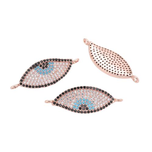 Cubic Zirconia Micro Pave Brass Connector, Evil Eye, plated, DIY & micro pave cubic zirconia, more colors for choice, 32mm, Sold By PC