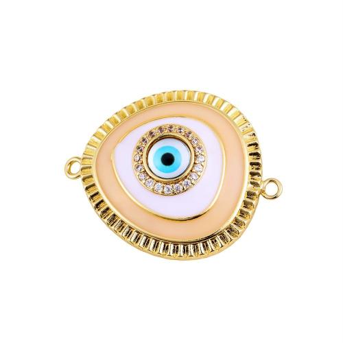Evil Eye Connector, Brass, gold color plated, DIY & different styles for choice & micro pave cubic zirconia & enamel, Sold By PC