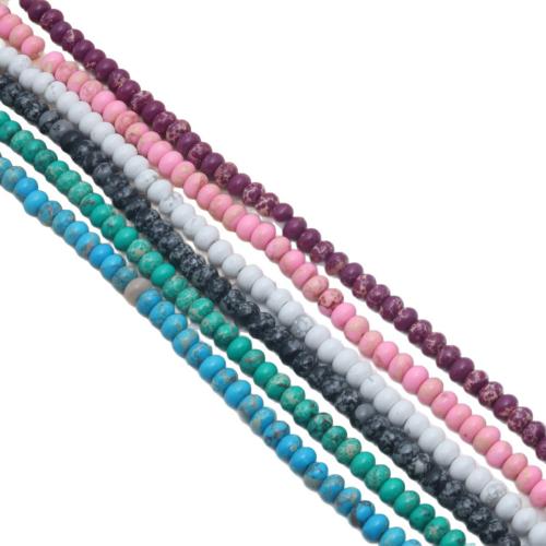 Turquesa sintético Abalorio, Redondo aplanado, pulido, Bricolaje, más colores para la opción, 4x6mm, 95PCs/Sarta, Vendido por Sarta