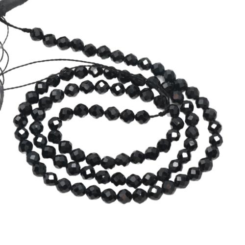 Edelstein Schmuckperlen, Black+Spinel, rund, DIY & verschiedene Größen vorhanden & facettierte, keine, verkauft von Strang