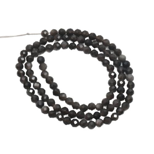 Edelstein Schmuckperlen, Silver+Obsidian, rund, DIY & verschiedene Größen vorhanden & facettierte, keine, verkauft von Strang