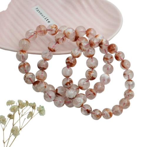 Pulseras de cuarzo natural, cuarzo fantasma, Esférico, diverso tamaño para la opción & para mujer, naranja, longitud:aproximado 18 cm, Vendido por UD