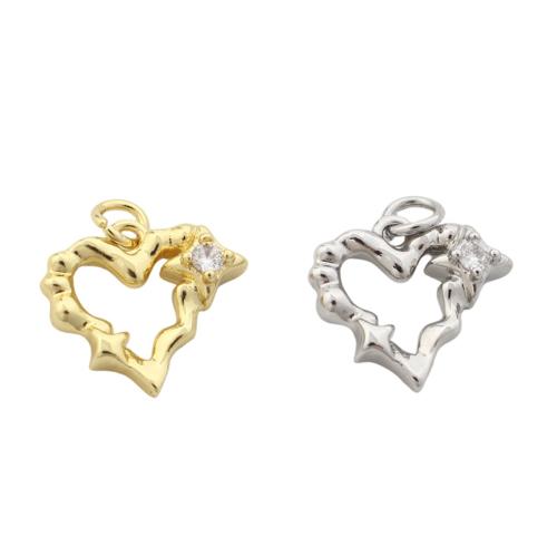 Cúbicos Circonia Colgante Latón Micro pavimenta, metal, Corazón, chapado, Bricolaje & micro arcilla de zirconia cúbica & hueco, más colores para la opción, 14.30x15.50x3.20mm, Vendido por UD