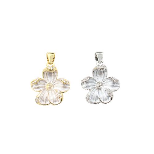 Brass Pendant Findings, Flower, plated, DIY & micro pave cubic zirconia, more colors for choice, 18x16.40x4.20mm, Sold By PC