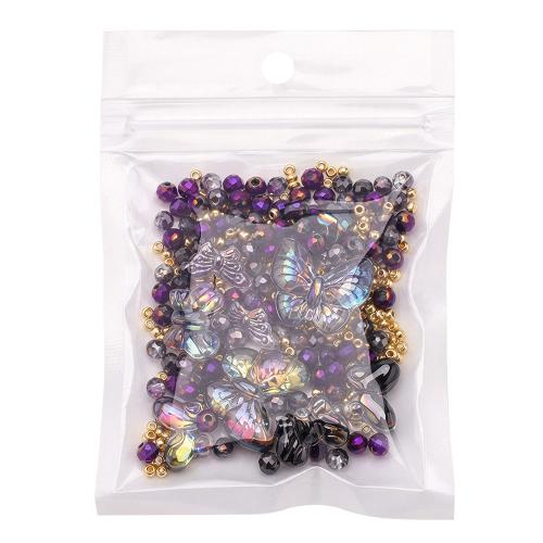 Mode Glasperlen, Glas, Schmetterling, bunte Farbe plattiert, DIY, keine, verkauft von Tasche