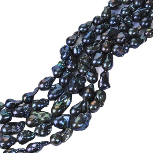 Barock kultivierten Süßwassersee Perlen, Natürliche kultivierte Süßwasserperlen, Klumpen, gefärbt & DIY, Malachitgrün, beads size 13-19mm, verkauft per ca. 40 cm Strang