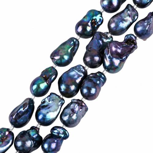 Barock kultivierten Süßwassersee Perlen, Natürliche kultivierte Süßwasserperlen, DIY, schwarz, beads size 14-18mm, verkauft per ca. 18 cm Strang