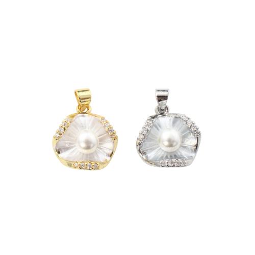 Befestigter Zirkonia Messing Anhänger, mit Kunststoff Perlen, plattiert, DIY & Micro pave Zirkonia, keine, verkauft von PC
