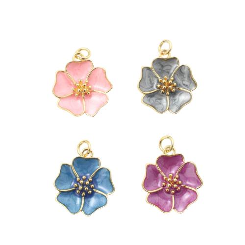 Messing Schmuck Anhänger, Blume, goldfarben plattiert, DIY & Emaille, keine, 17.60x17.60x3.80mm, verkauft von PC