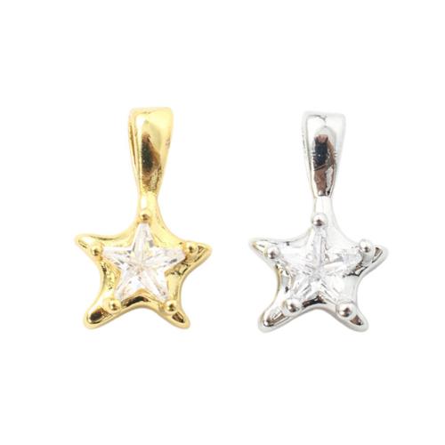 Befestigter Zirkonia Messing Anhänger, Stern, plattiert, DIY & Micro pave Zirkonia, keine, 14.20x8.70x5.30mm, verkauft von PC