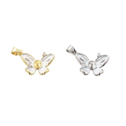 Messing Anhänger Zubehör, Schmetterling, plattiert, DIY & Micro pave Zirkonia, keine, 13.30x20.50x3.70mm, verkauft von PC