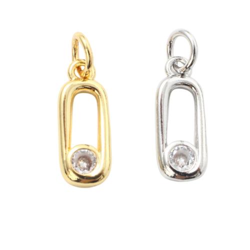 Befestigter Zirkonia Messing Anhänger, Rechteck, plattiert, DIY & Micro pave Zirkonia & hohl, keine, 14.80x5.80x2.50mm, verkauft von PC