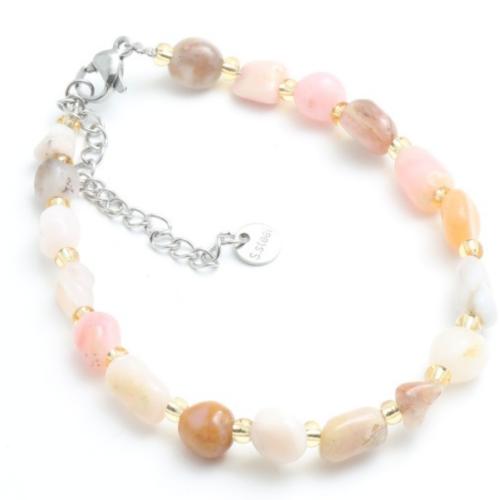 Piedras preciosas Pulsera, con Cuentas de vidrio & aleación de zinc, Pepitas, diferentes materiales para la opción & unisexo, beads size 6-8uff4duff4d, longitud:aproximado 18 cm, Vendido por UD
