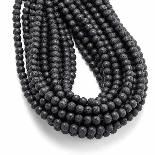 Natural Lava Beads, Round, DIY, 6mm, Sold Per Approx 38 cm Strand